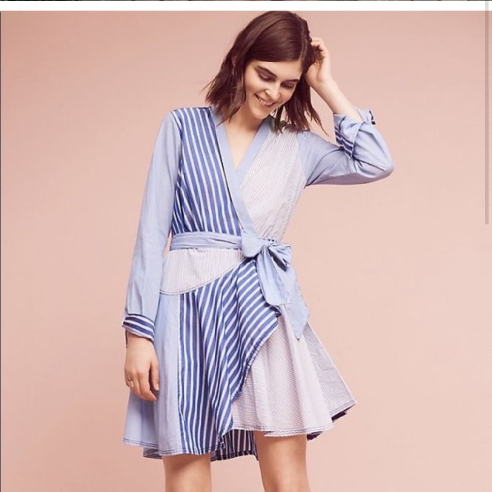 MAEVE BY ANTHRO blue striped dress